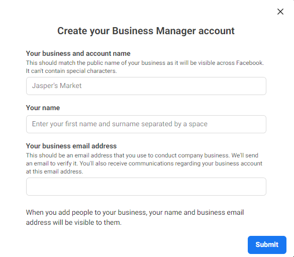 Create A Business Manager Account